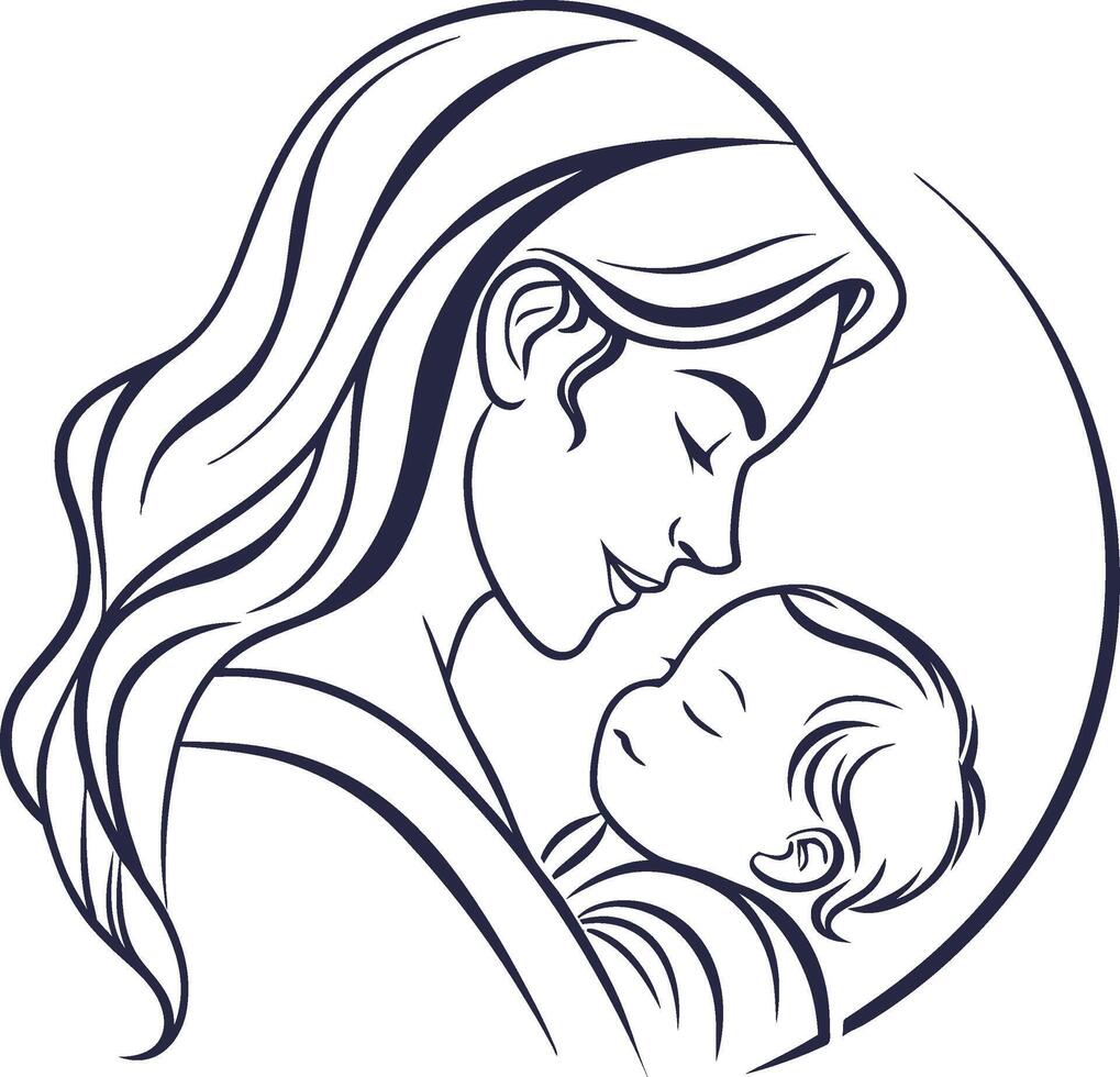 mother day mother and child silhouette illustration vector
