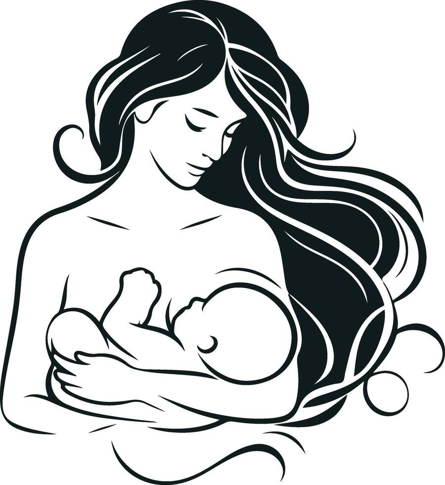 a woman holding her baby in her arms vector