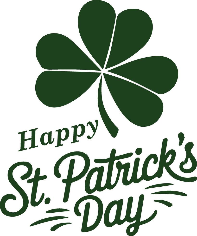 st patricks day text and clover leaf design vector