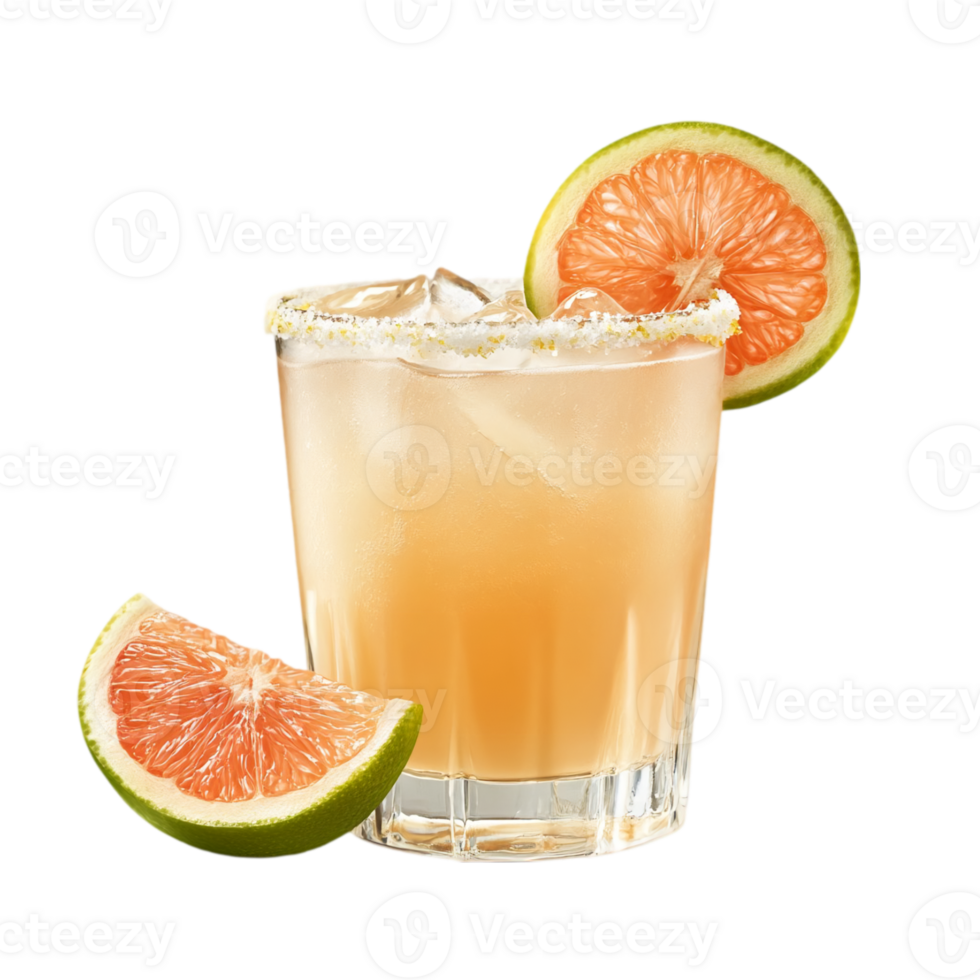 Refreshing Grapefruit Summer Cocktail Drink isolated on transparent background png