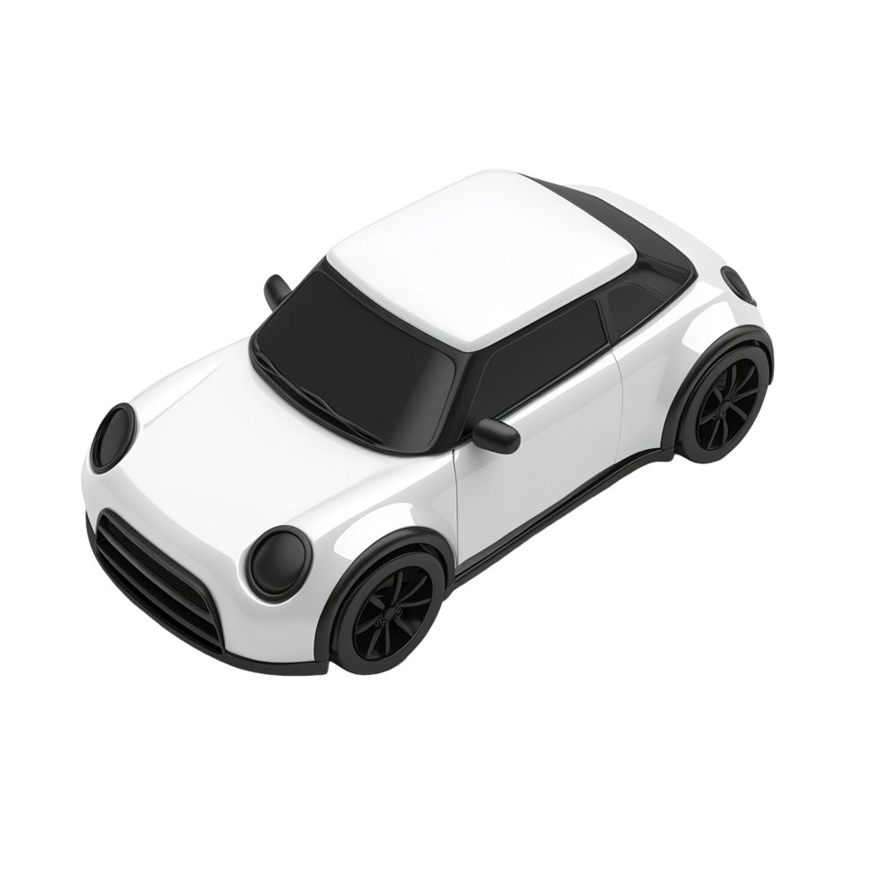 White Compact Car Isometric View Illustration Isolated on Transparent Background png