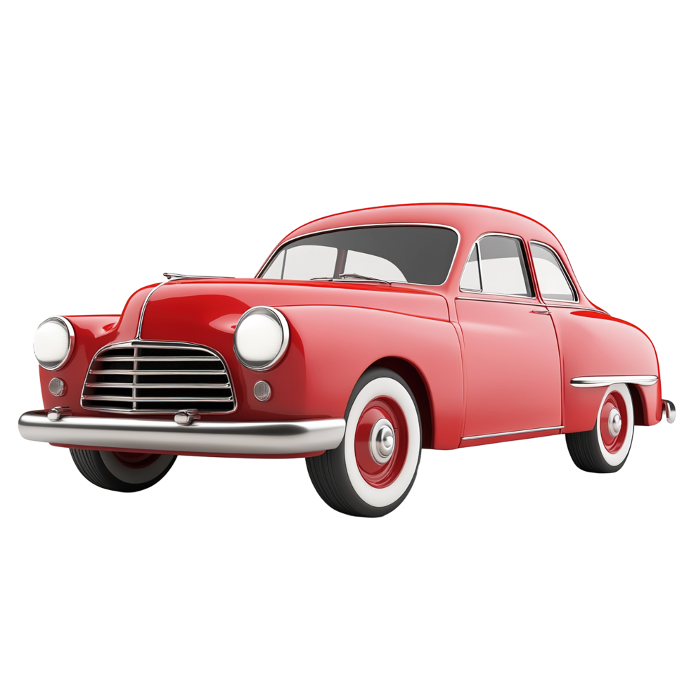 Classic Red Vintage Automobile Displayed Isolated on Transparent Background png