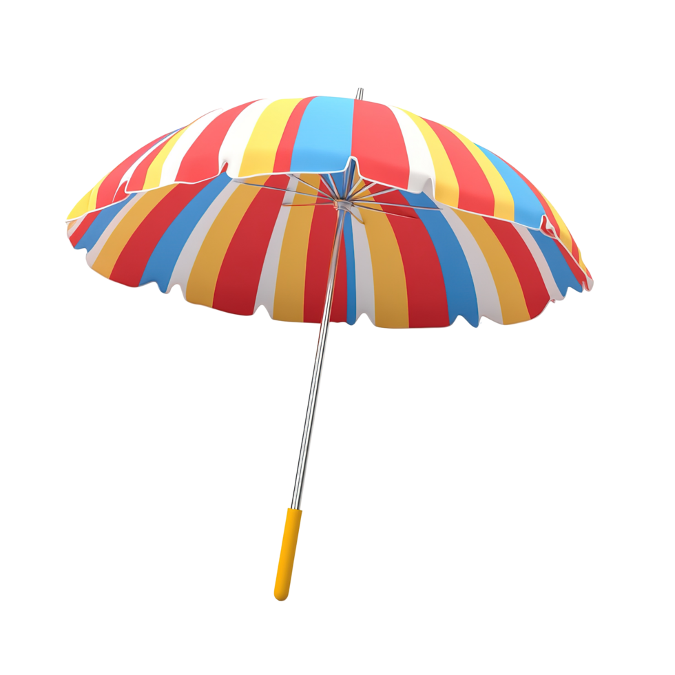 Colorful Striped Beach Umbrella Isolated on Transparent Background png