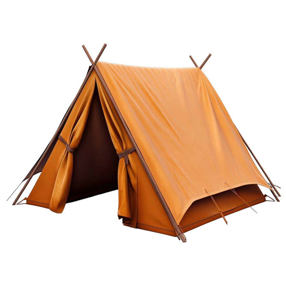 A Simple Orange Canvas Camping Tent Isolated on Transparent Background png