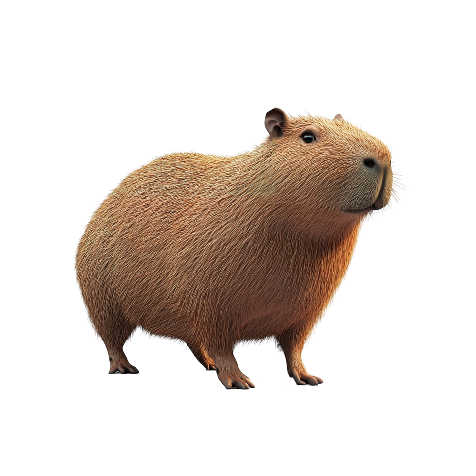 A Detailed Image of a Capybara Shows its Fur and Features Isolated on Transparent Background png