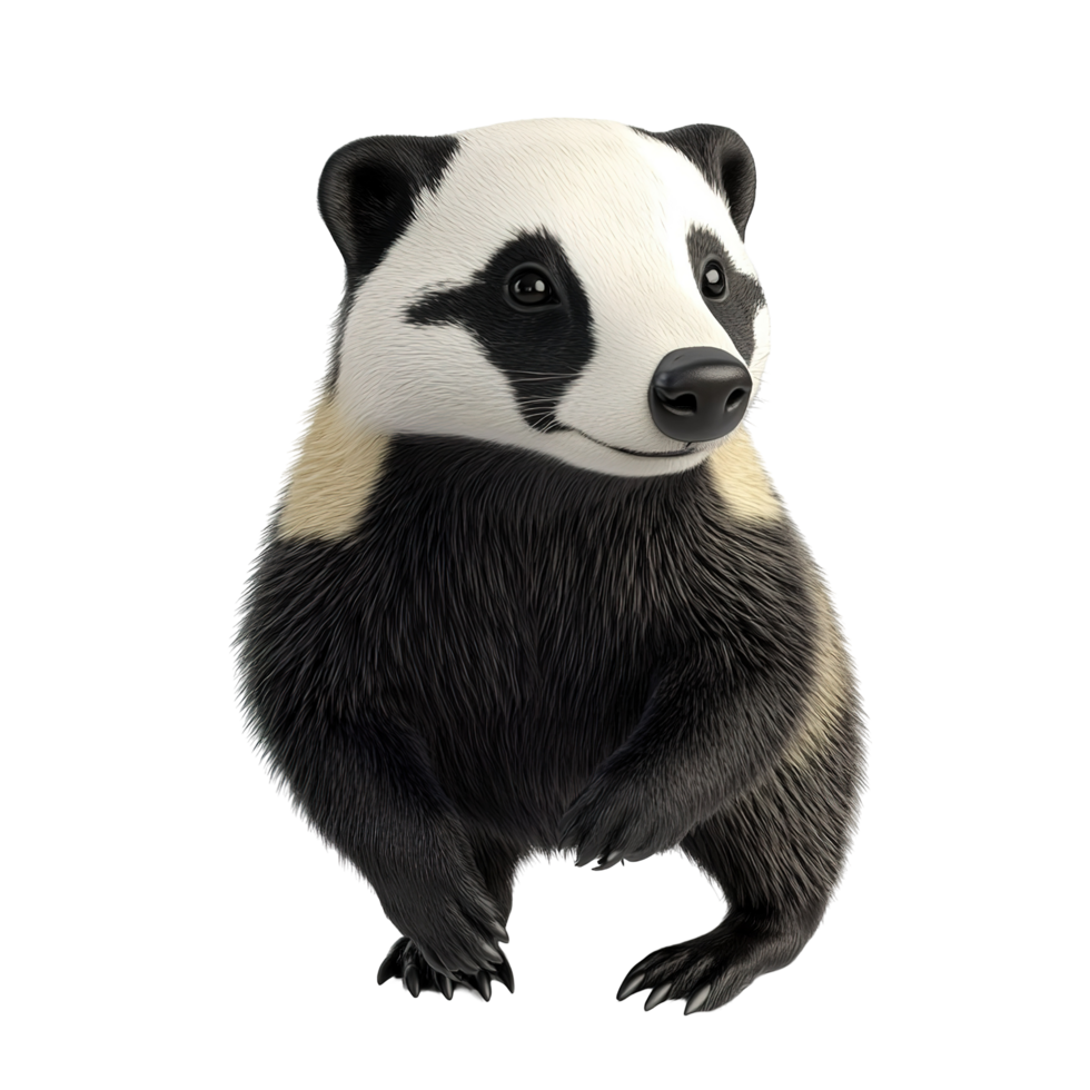 A Realistic Render of a European Badger Cub Isolated on Transparent Background png