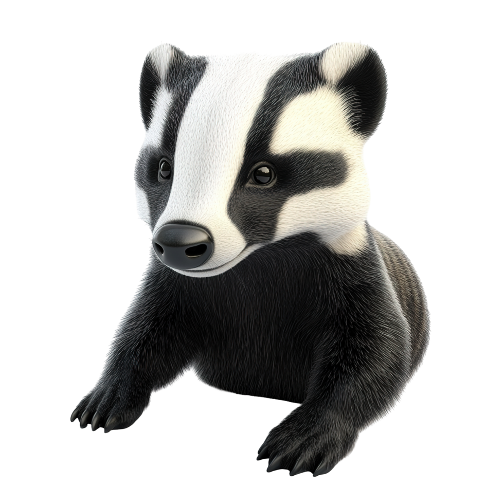 An Adorable Baby Badger Sitting Calmly Isolated on Transparent Background png