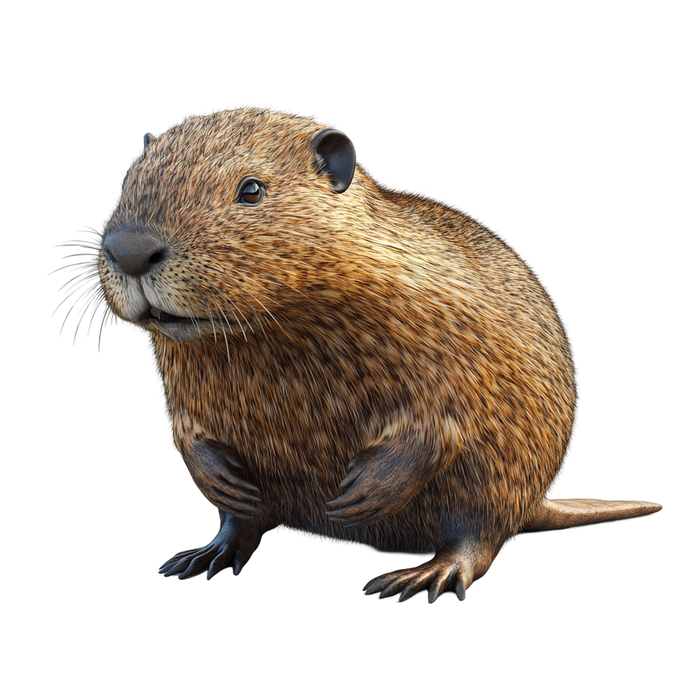 A Young Coypu Sitting Isolated on Transparent Background png