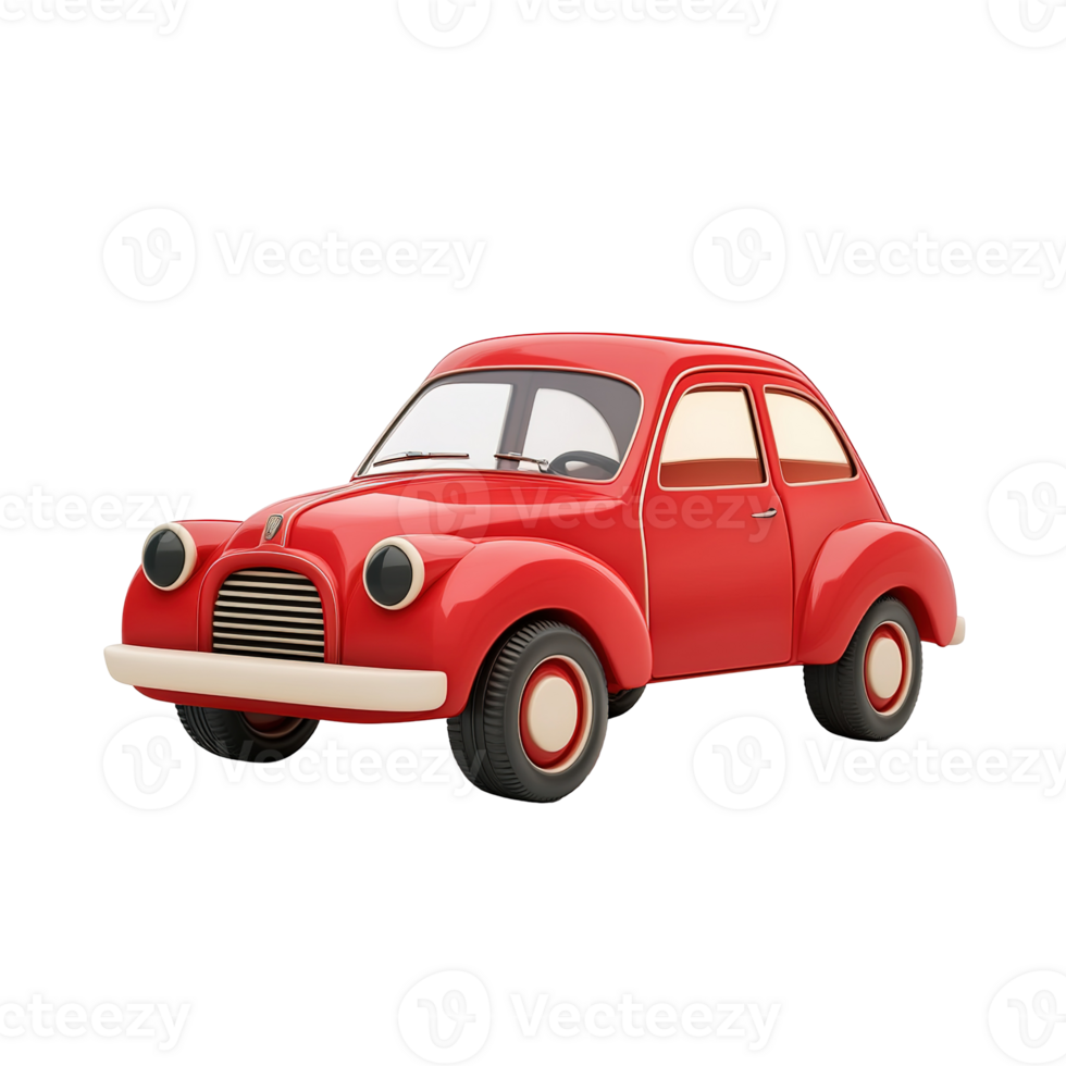 A red cartoon vintage car model Isolated on Transparent Background. png