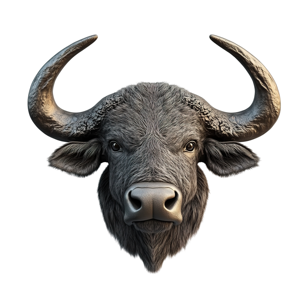 Majestic Water Buffalo Head With Impressive Horns Isolated on Transparent Background png