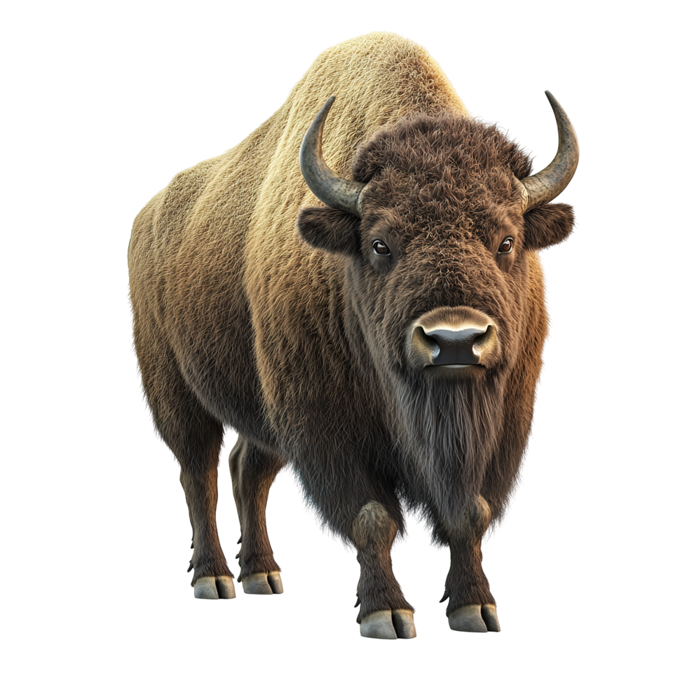 Majestic American Bison Stands Proudly Displaying Its Powerful Stature Isolated on Transparent Background png