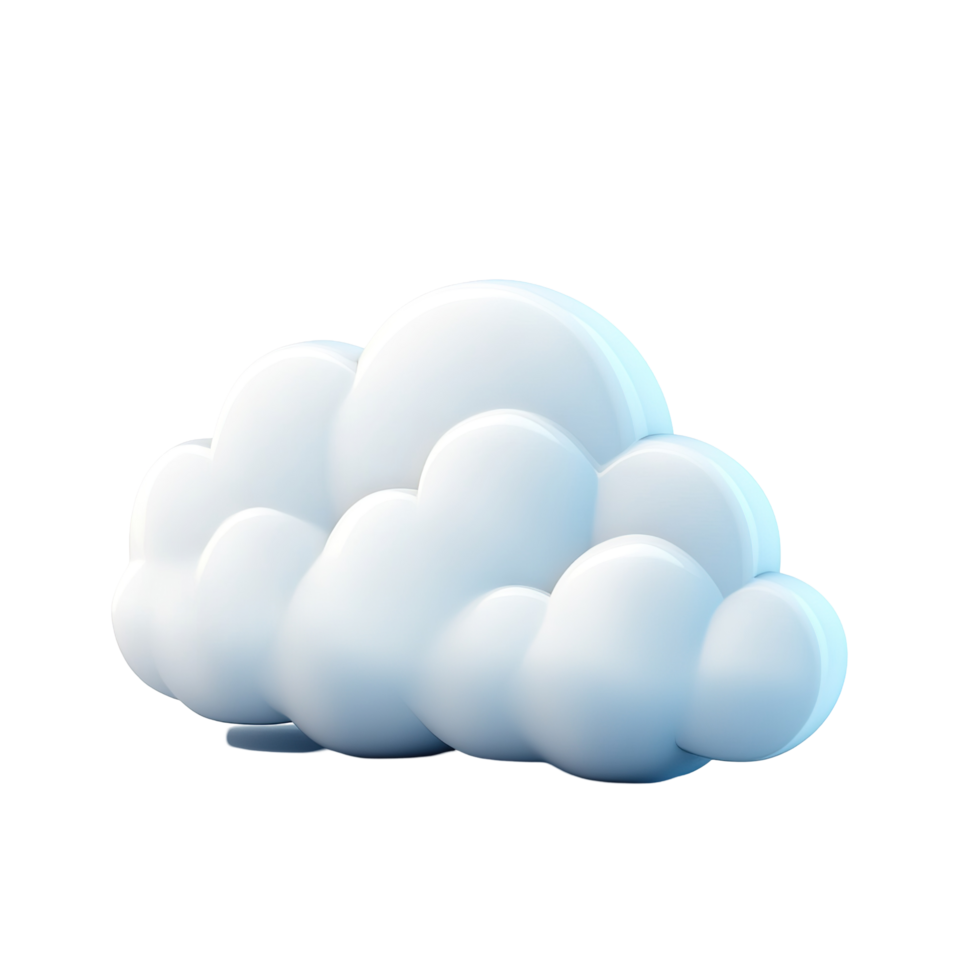 A three dimensional rendering of a fluffy white cloud Isolated on Transparent Background. png