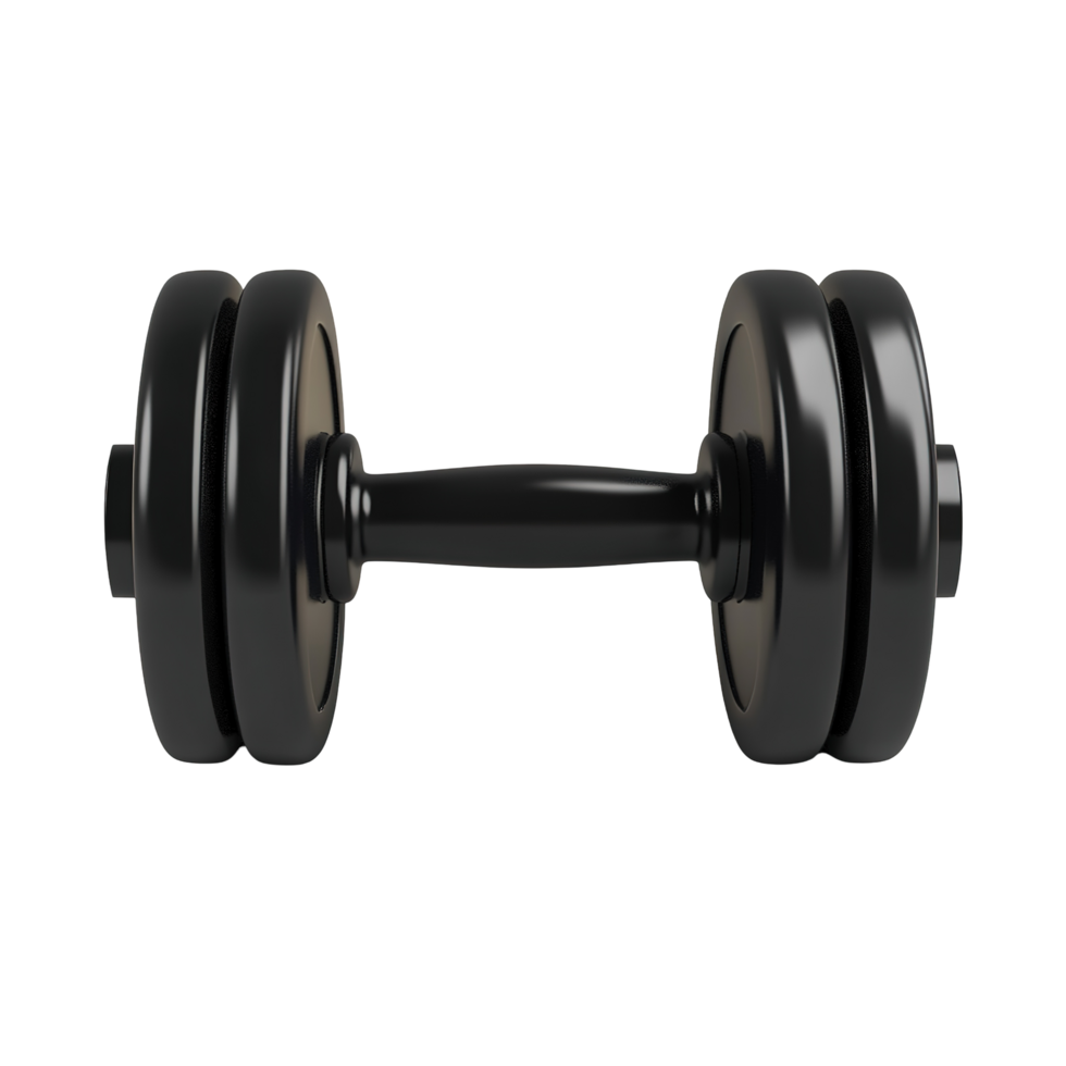 A Black Dumbbell Isolated on Transparent Background. png