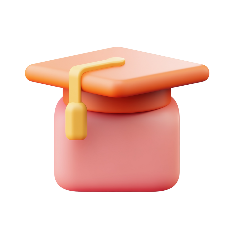A three dimensional rendering of a graduation cap Isolated on Transparent Background. png