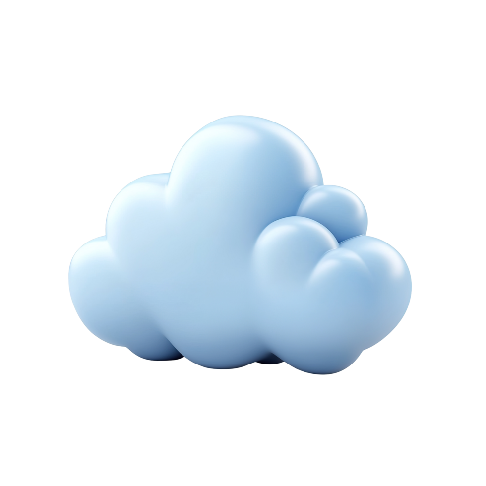 A three dimensional light blue cloud image Isolated on Transparent Background. png