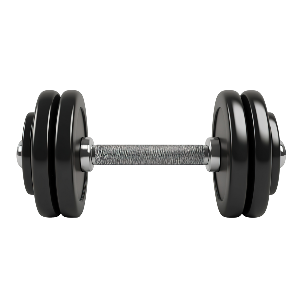 A Black Dumbbell, Isolated on Transparent Background. png