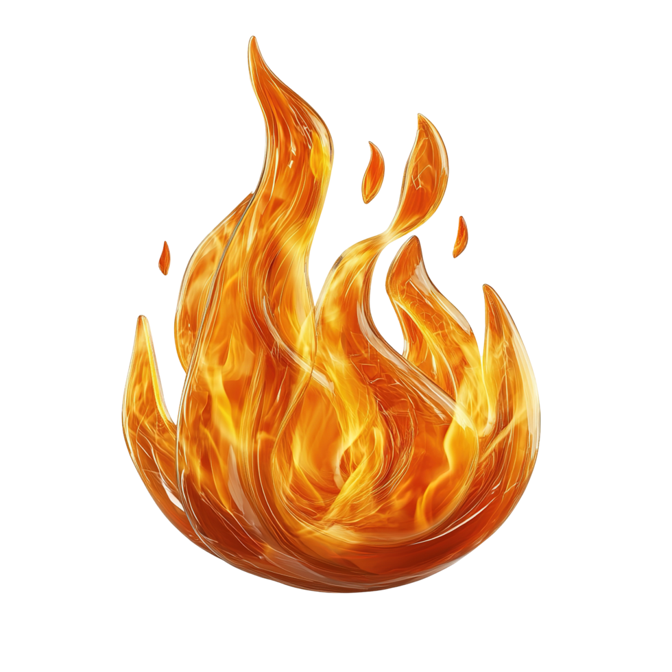 Abstract Liquid Fire Flame Design Illustration Isolated on Transparent Background. png