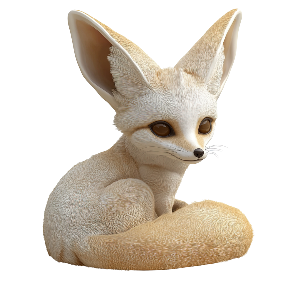Adorable Fennec Fox Sitting Calmly Isolated on Transparent Background. png