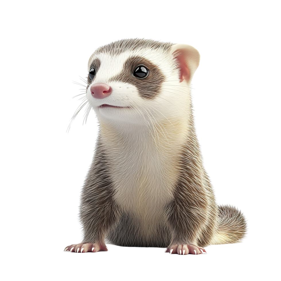 Adorable Young Ferret Sitting Isolated on Transparent Background. png