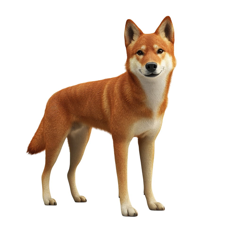 A Red Dingo Stands Isolated on Transparent Background. png