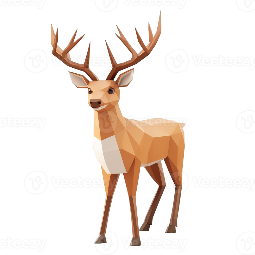 A Low Polygonal Model Of A Reindeer Isolated on Transparent Background. png