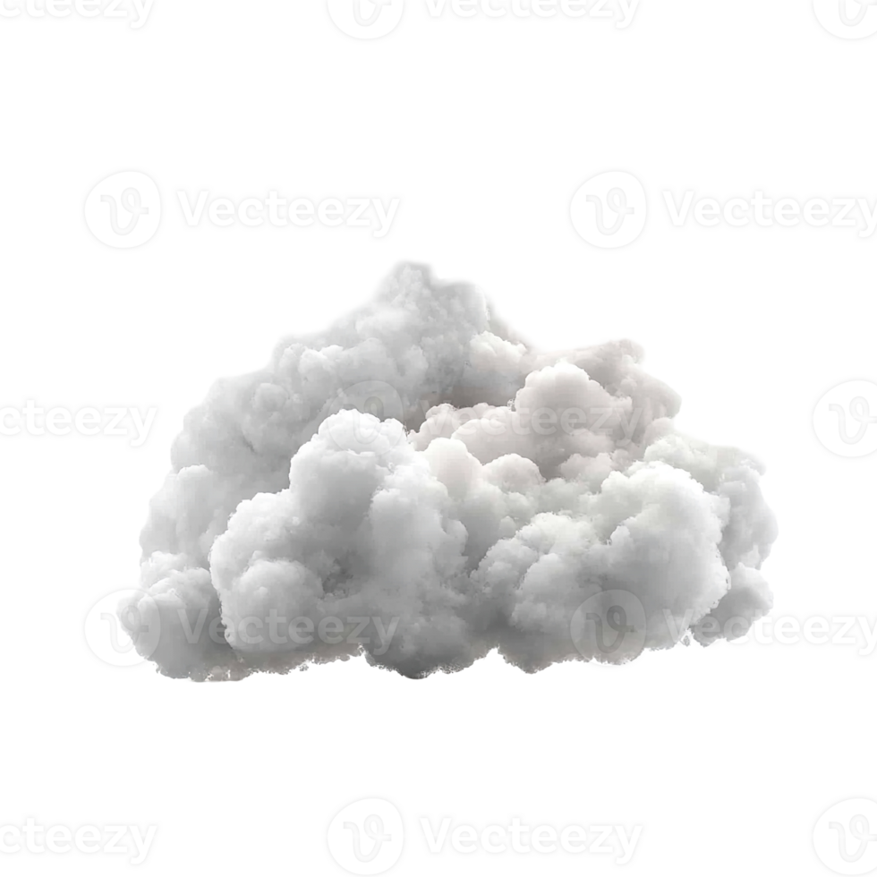 A Single Fluffy White Cloud Isolated on Transparent Background. png
