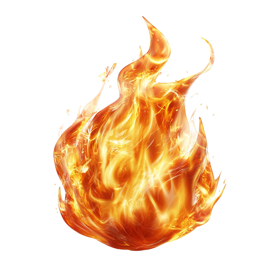 Abstract Flame Rendered in Vivid Orange Hues Isolated on Transparent Background. png