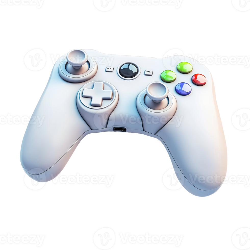 White Wireless Game Controller Isolated on Transparent Background. png