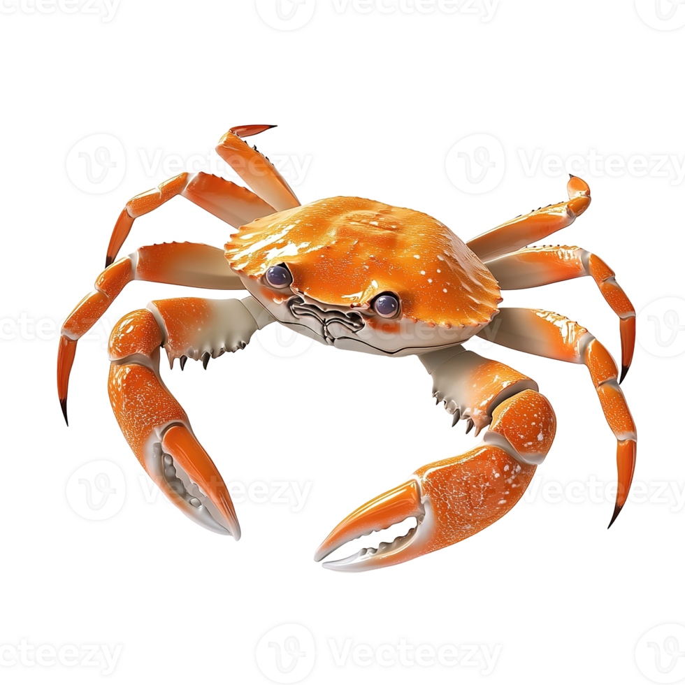 Vivid Orange Crab Isolated on Transparent Background. png