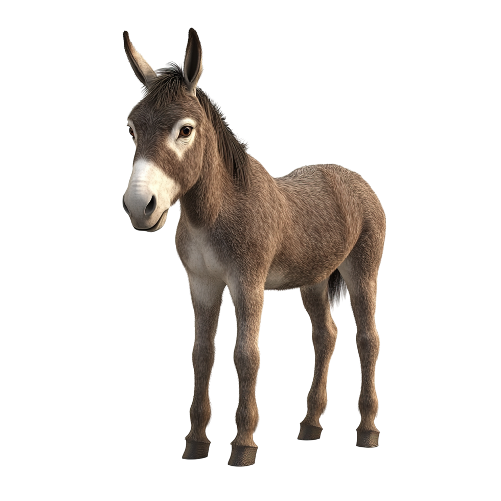 A young donkey stands Isolated on Transparent Background. png