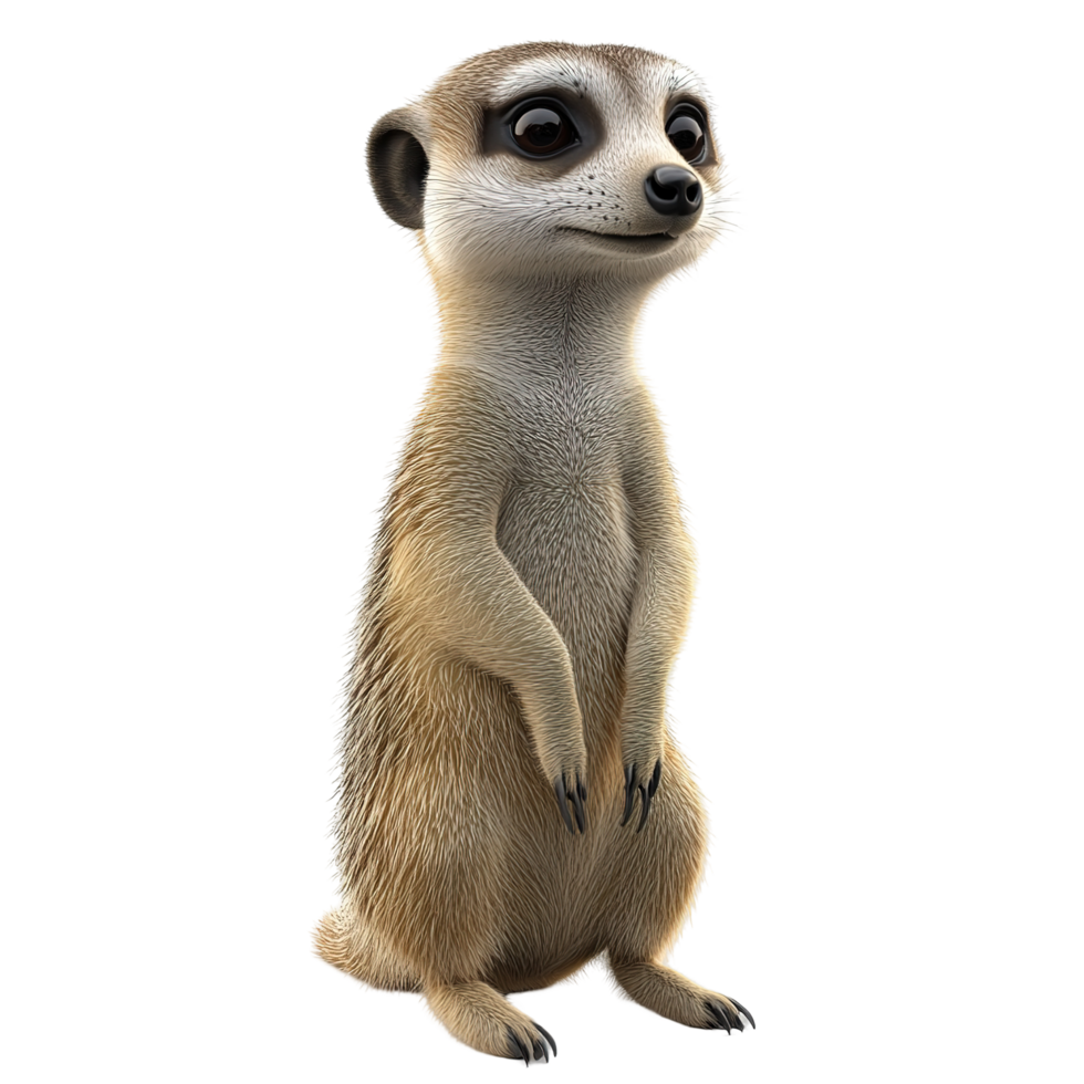 Adorable Meerkat Standing Tall Isolated on Transparent Background. png