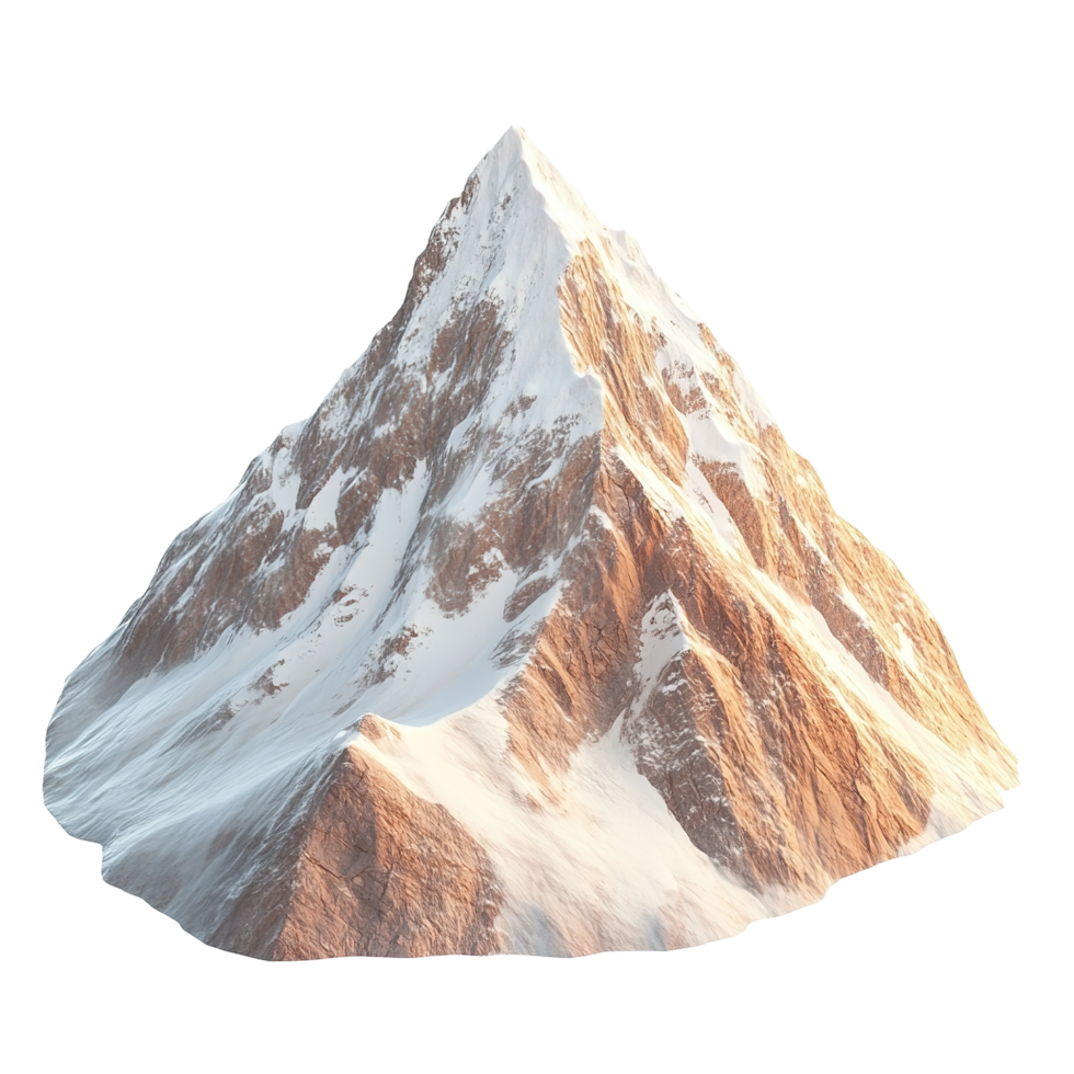 Snow capped mountain peak Isolated on Transparent Background. png