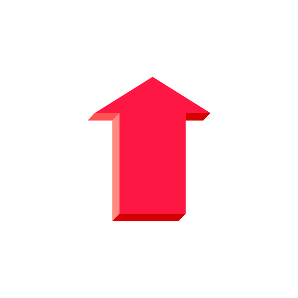 A red wide 3D arrow pointing up png