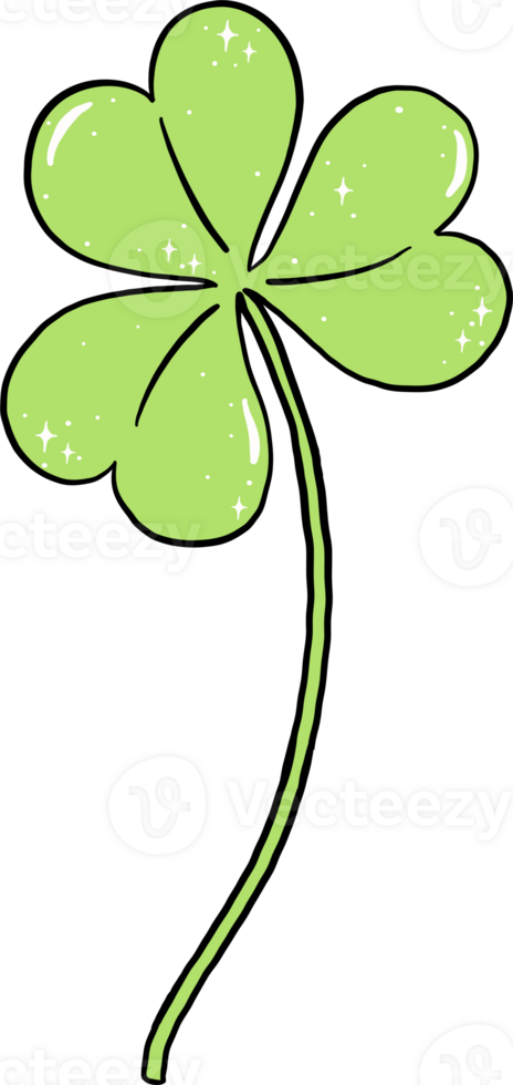 3 leaf Shamrock with long stem Hand Drawn Doodle png