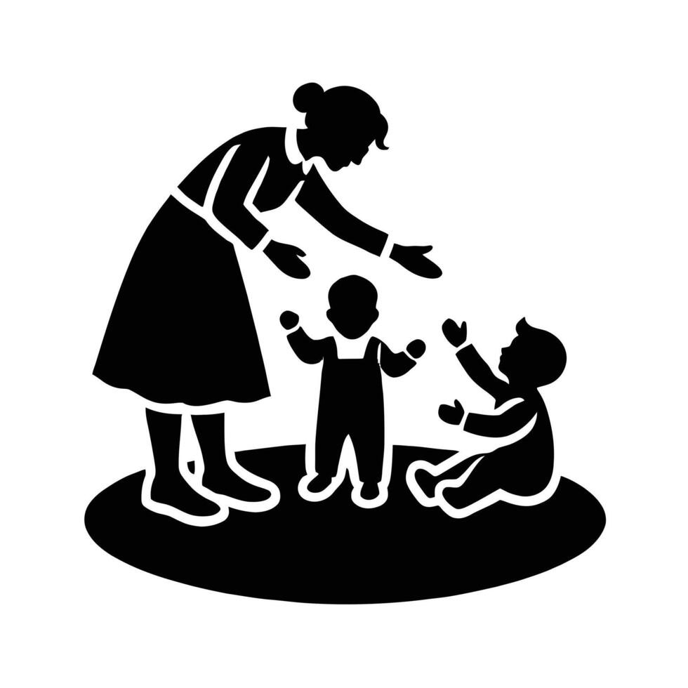 Mother and children icon illustration vector
