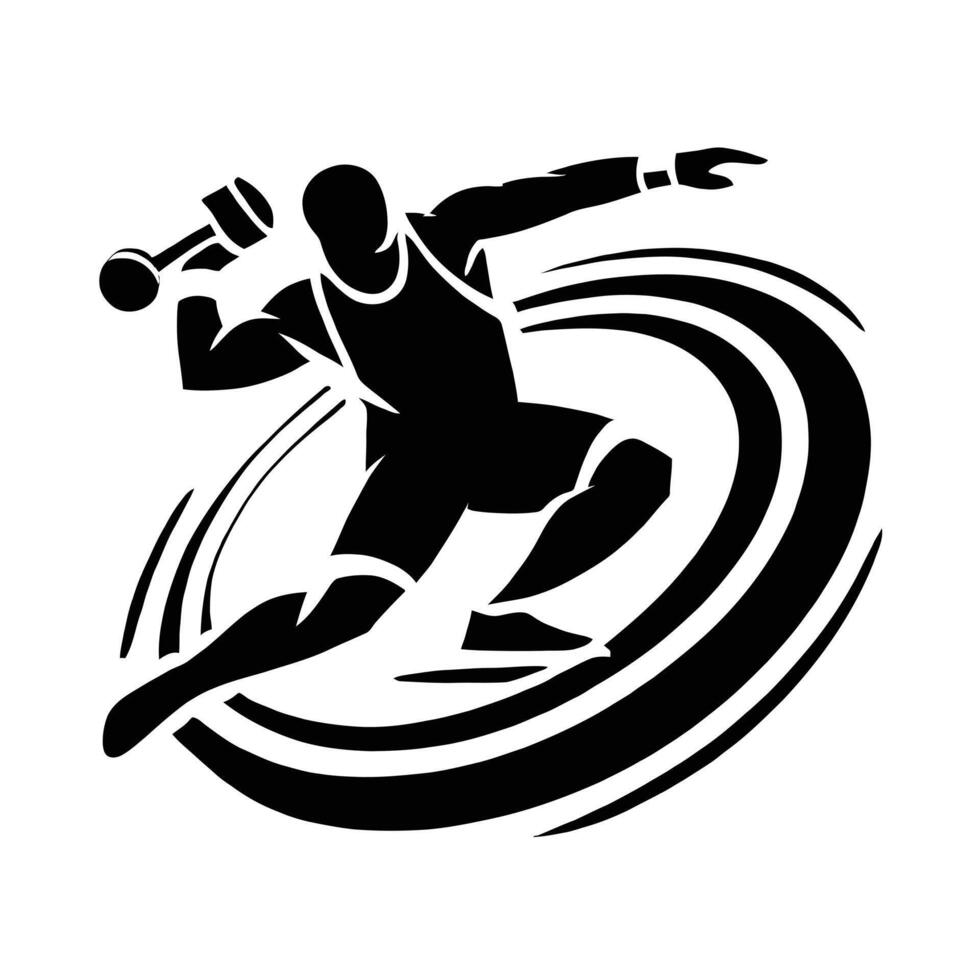 A black and white silhouette of a man in a track suit vector