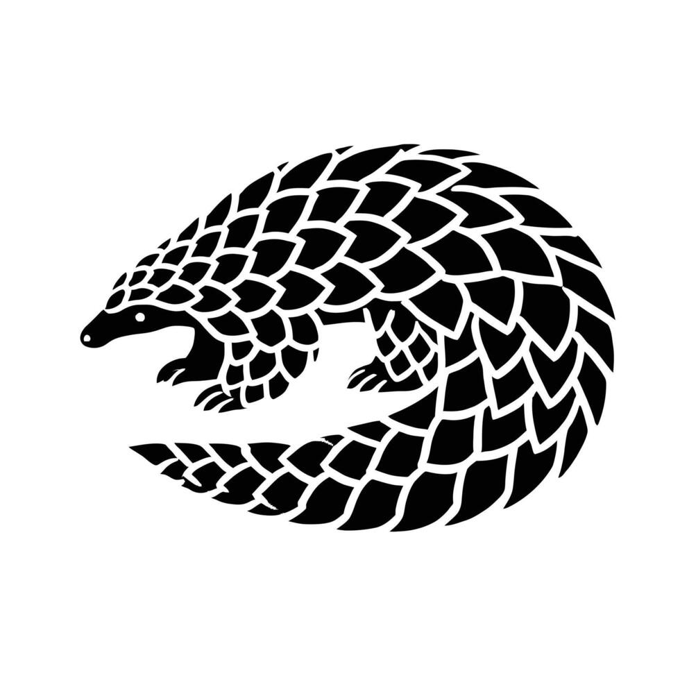 A black and white pangolin logo vector