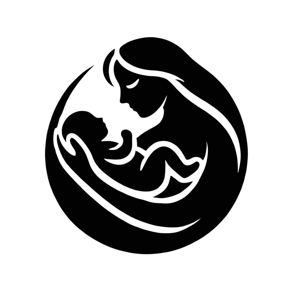Mother and child silhouette icon vector