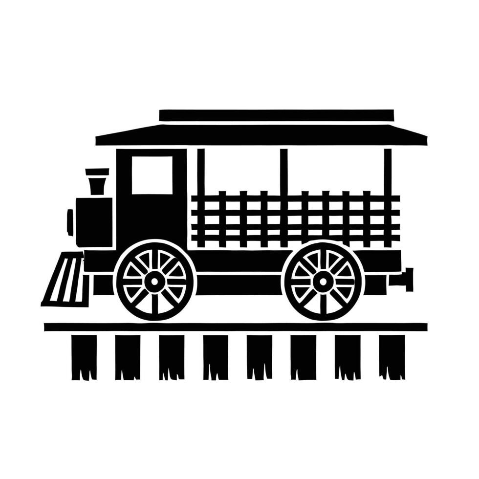A black and white train icon on a white background vector