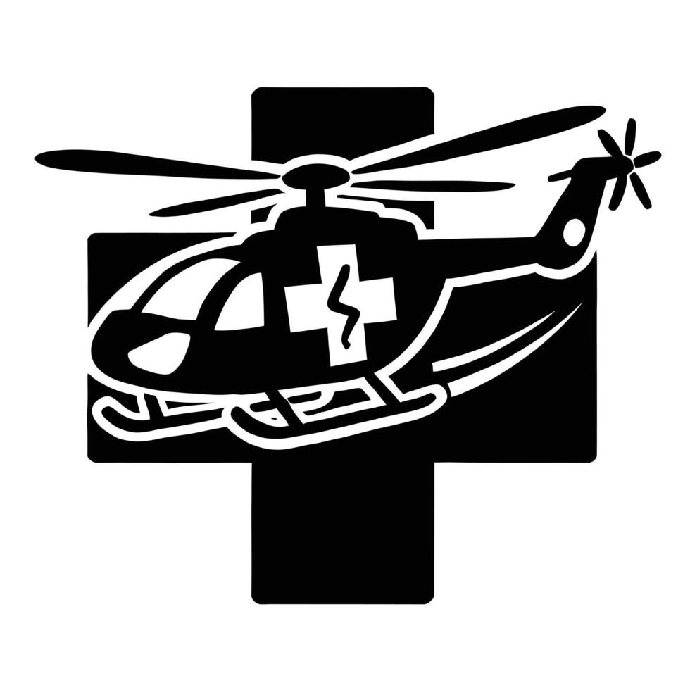 Helicopter ambulance cross vector