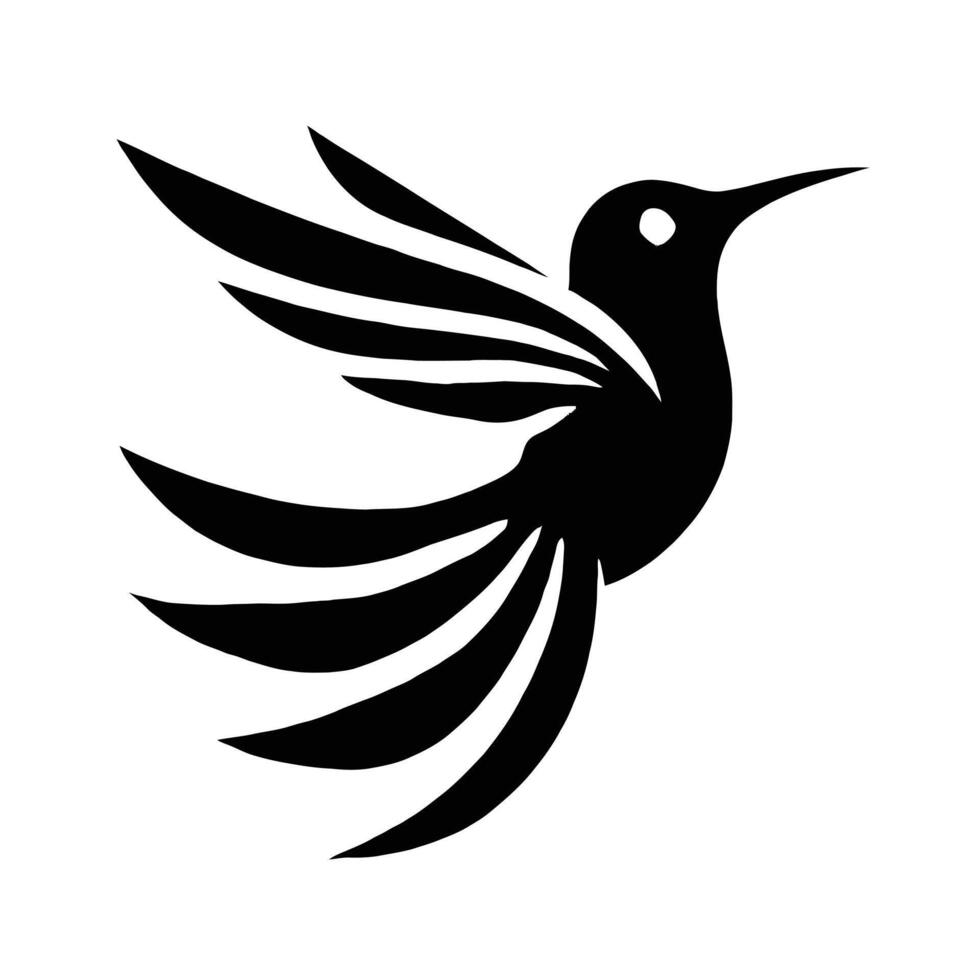 A black and white hummingbird logo vector