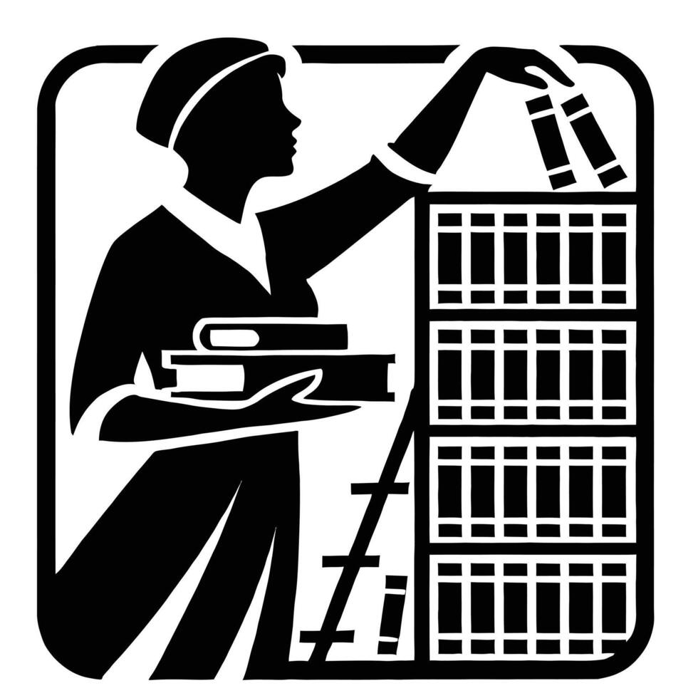 A woman holding books in a library vector