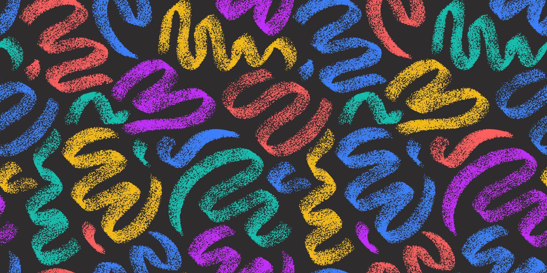 Abstract textured hand drawn swirl shapes background. seamless pattern with artistic wavy lines. Artistic hand drawn backdrop. vector