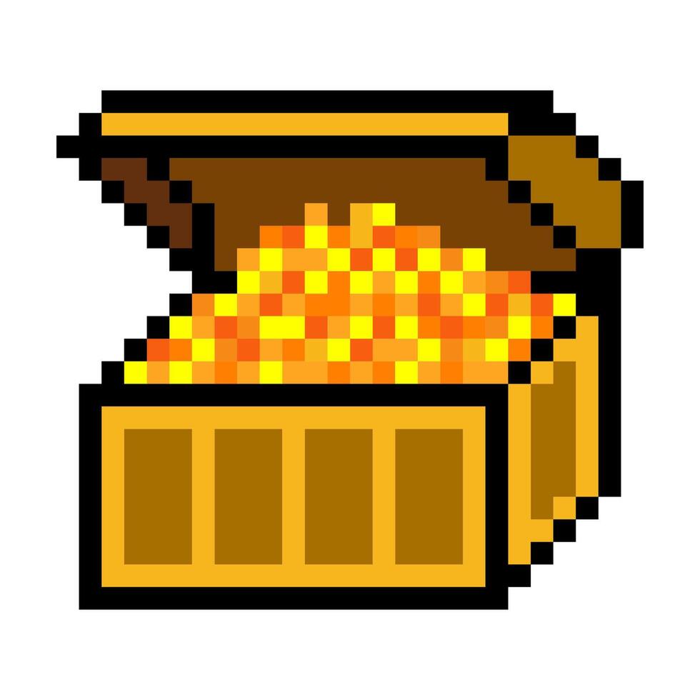 Treasure chest in pixel art on white background vector