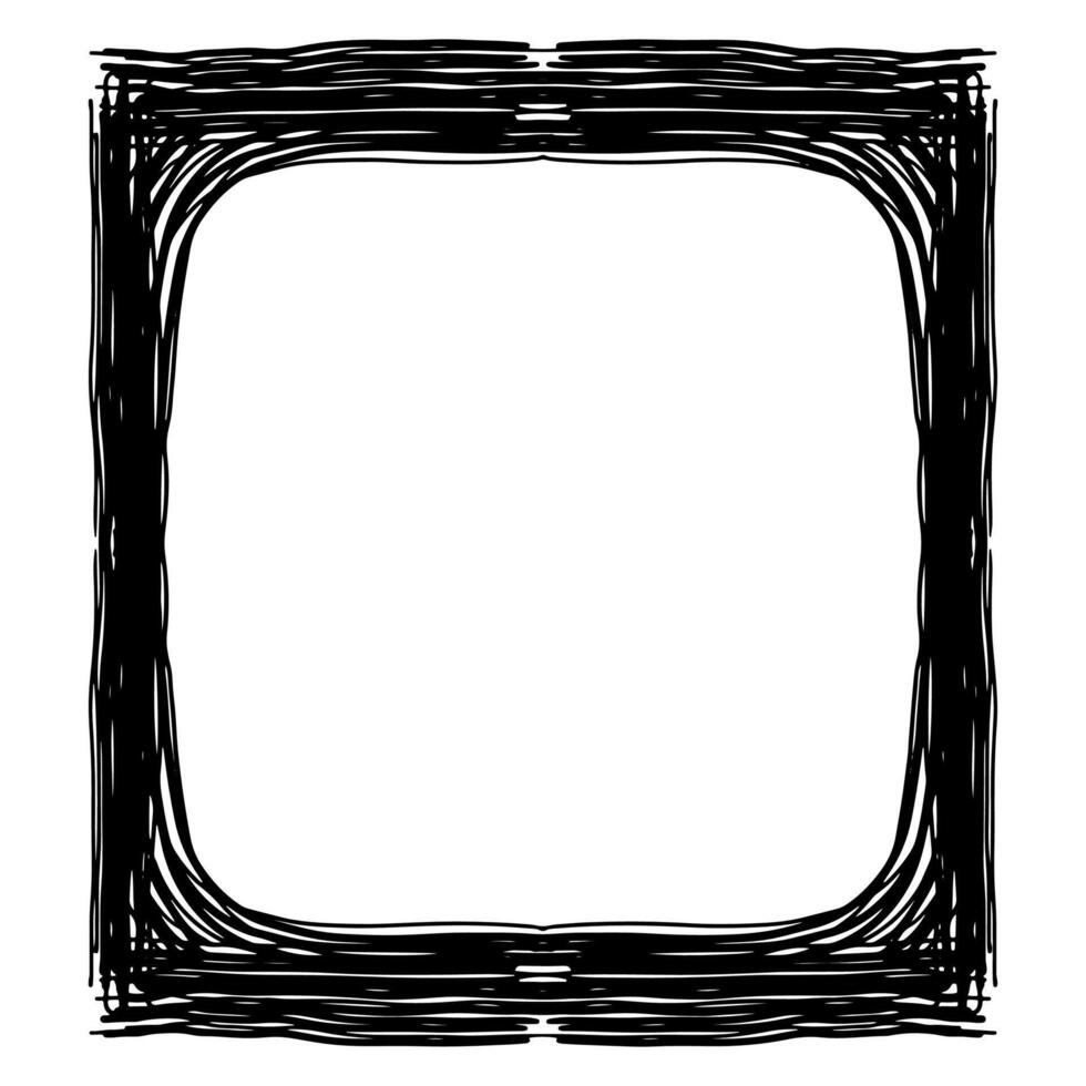 Simple hand drawn black frame brush strokes.Black frame for your design text and photo. vector