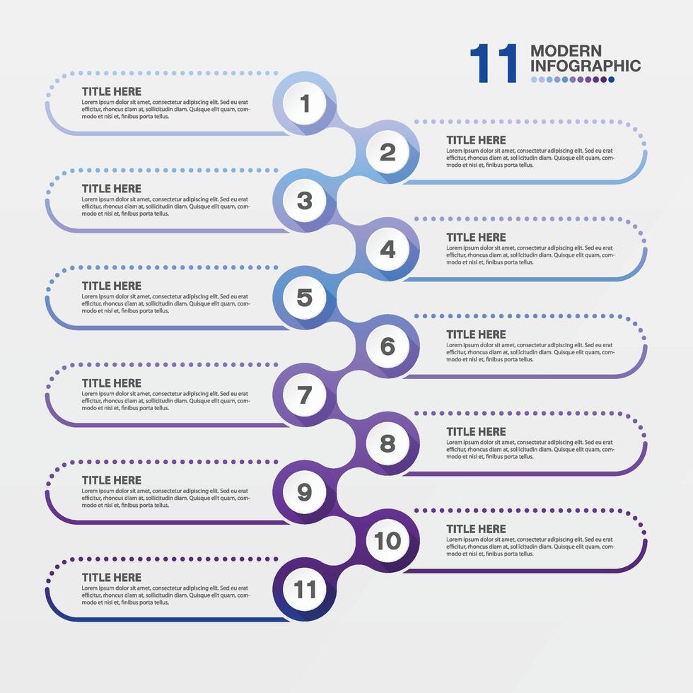 Blue tone, Infographic 11 options for presentation. Business concept. vector