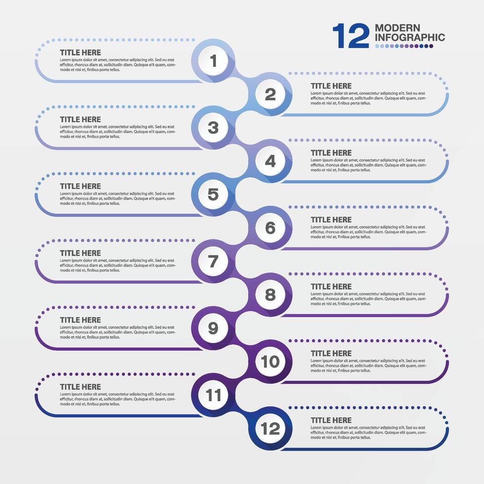 Blue tone, Infographic 12 options for presentation. Business concept. vector