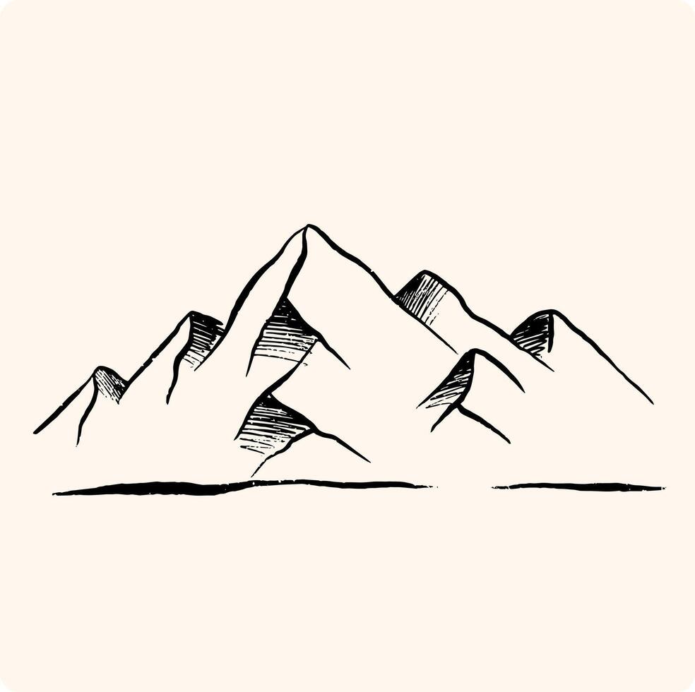 Mountain graphic black white landscape sketch illustration vector