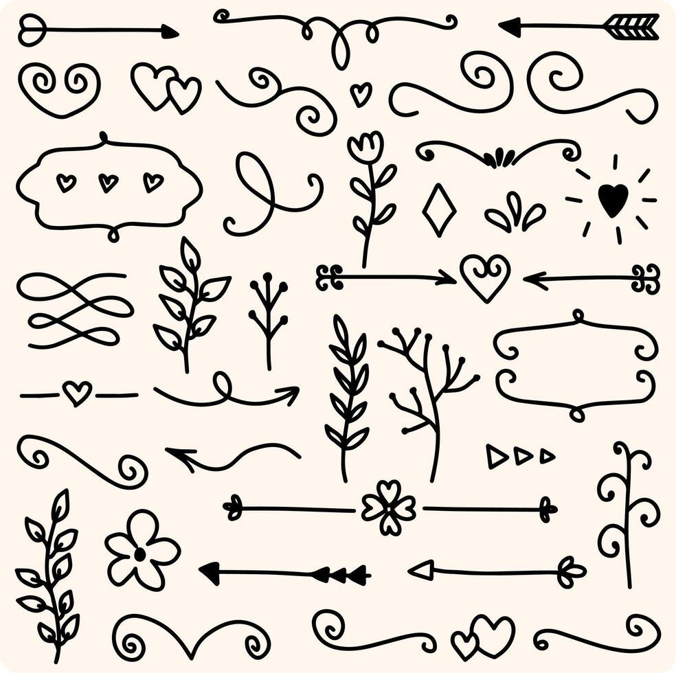 Page Divider And Design Elements. Set of Various Simple Black Divider Design, Assorted Divider Collection Template . vector