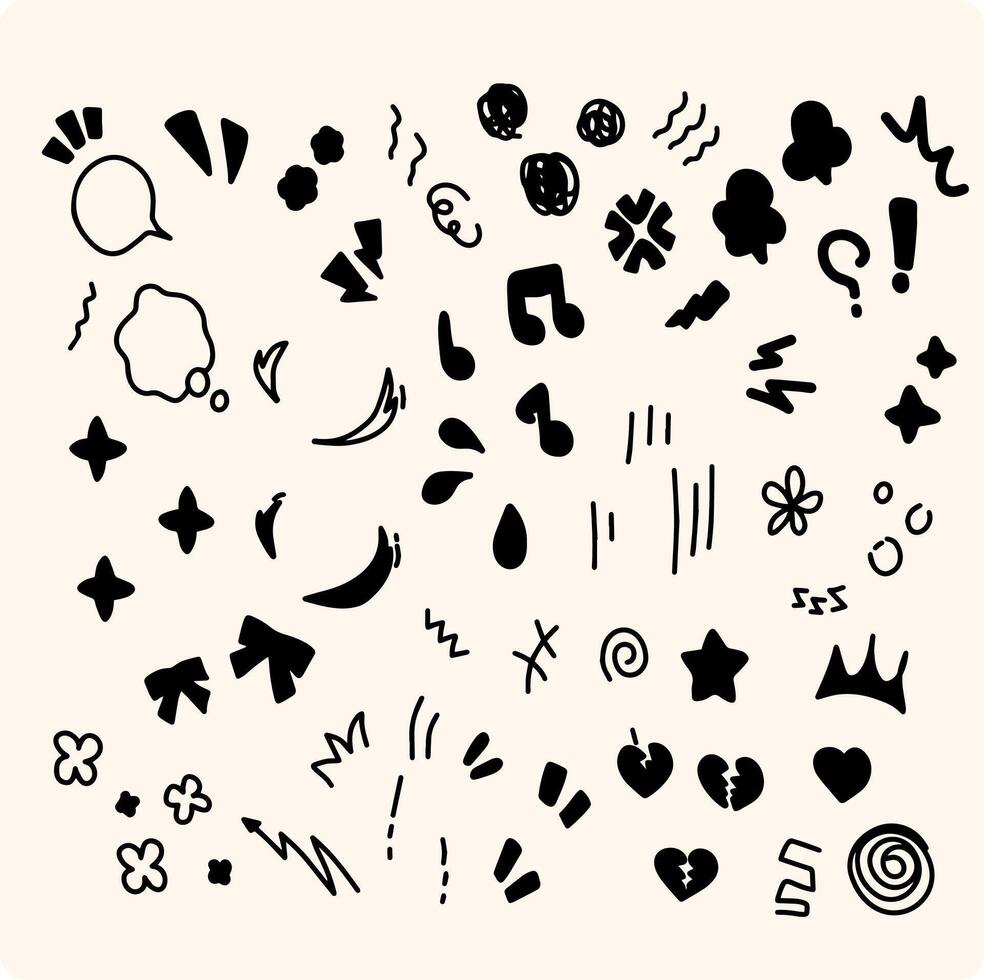 Hand drawn set elements.Abstract arrows, ribbons and other elements in hand drawn style for concept design. vector
